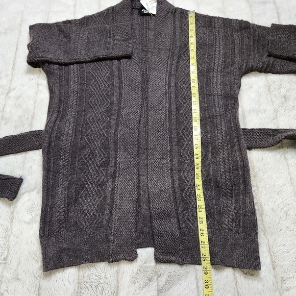 SIZE M Kit cardigan cable knit open face with tie grey-brown color VICI NWT - Picture 12 of 13